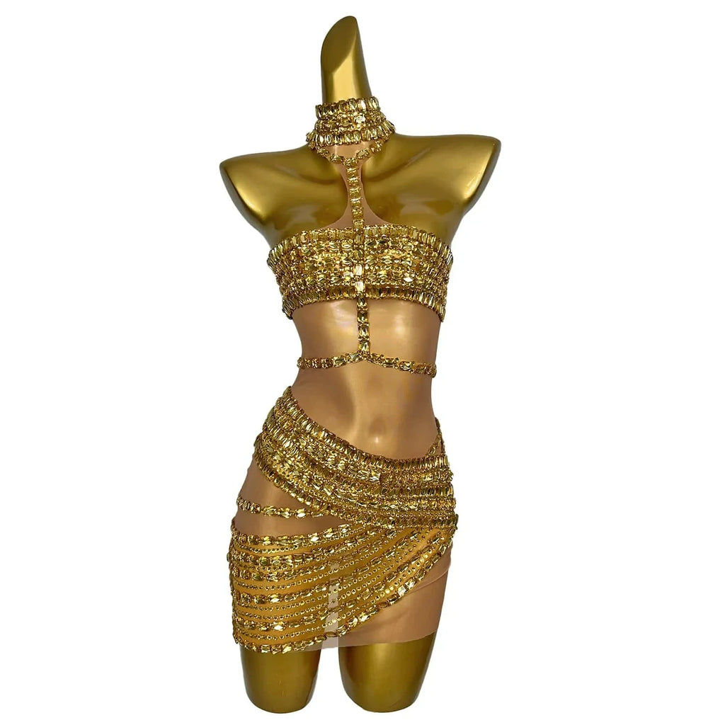 Petra Rhinestone Sheer Bodycon Maxi Dress