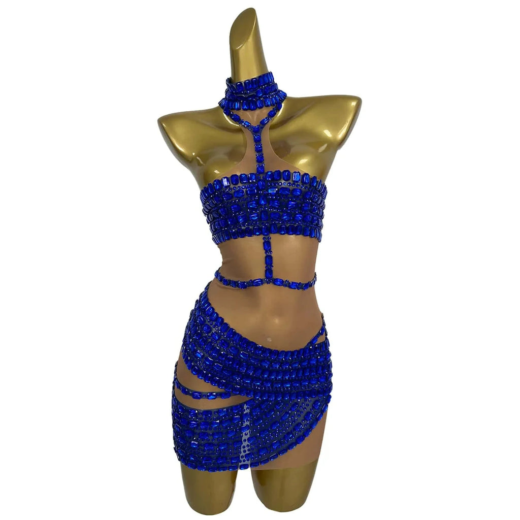 Petra Rhinestone Sheer Bodycon Maxi Dress