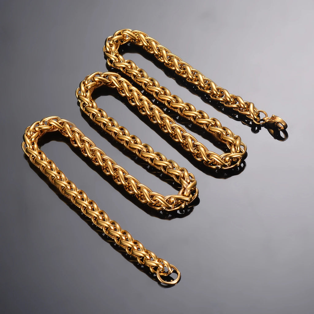 Aureus Stainless-Steel Keel-Link Chain Necklace & Bracelet