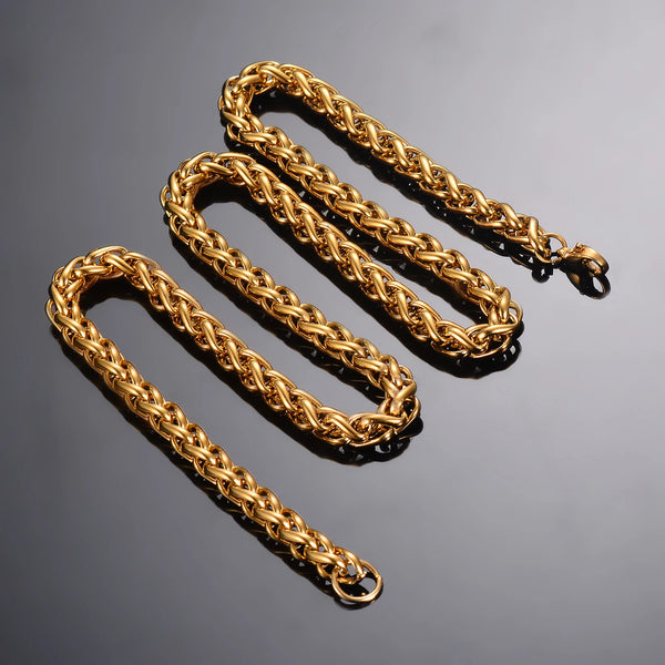 Aureus Stainless-Steel Keel-Link Chain Necklace & Bracelet