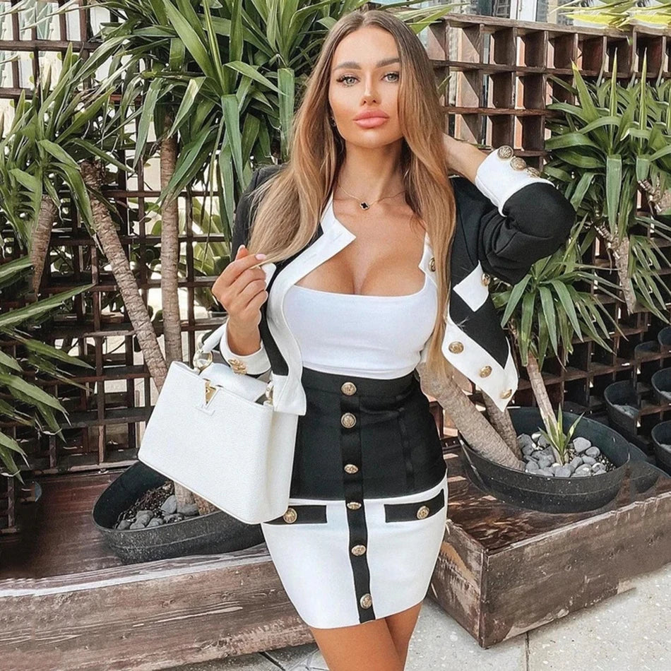 Oceane Bodycon Bandage Midi Skirt Set Two-piece
