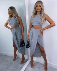 Emily's Chic White Pleated Two Piece Set