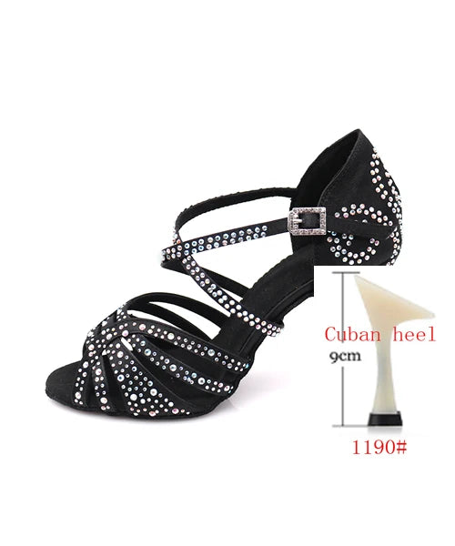 2020 Professional Adult Women's Rhinestone Latin Dance Shoes 10CM High Heel Soft Samba Lumba Chacha Dance Shoes For Ballroom