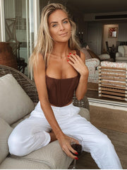 NewAsia Boning Corset Top Zipper 2Layer Elastic Solid Color Square Neck Slim Fit Bustier Women Summer Crop Tank Top Fashion Vest