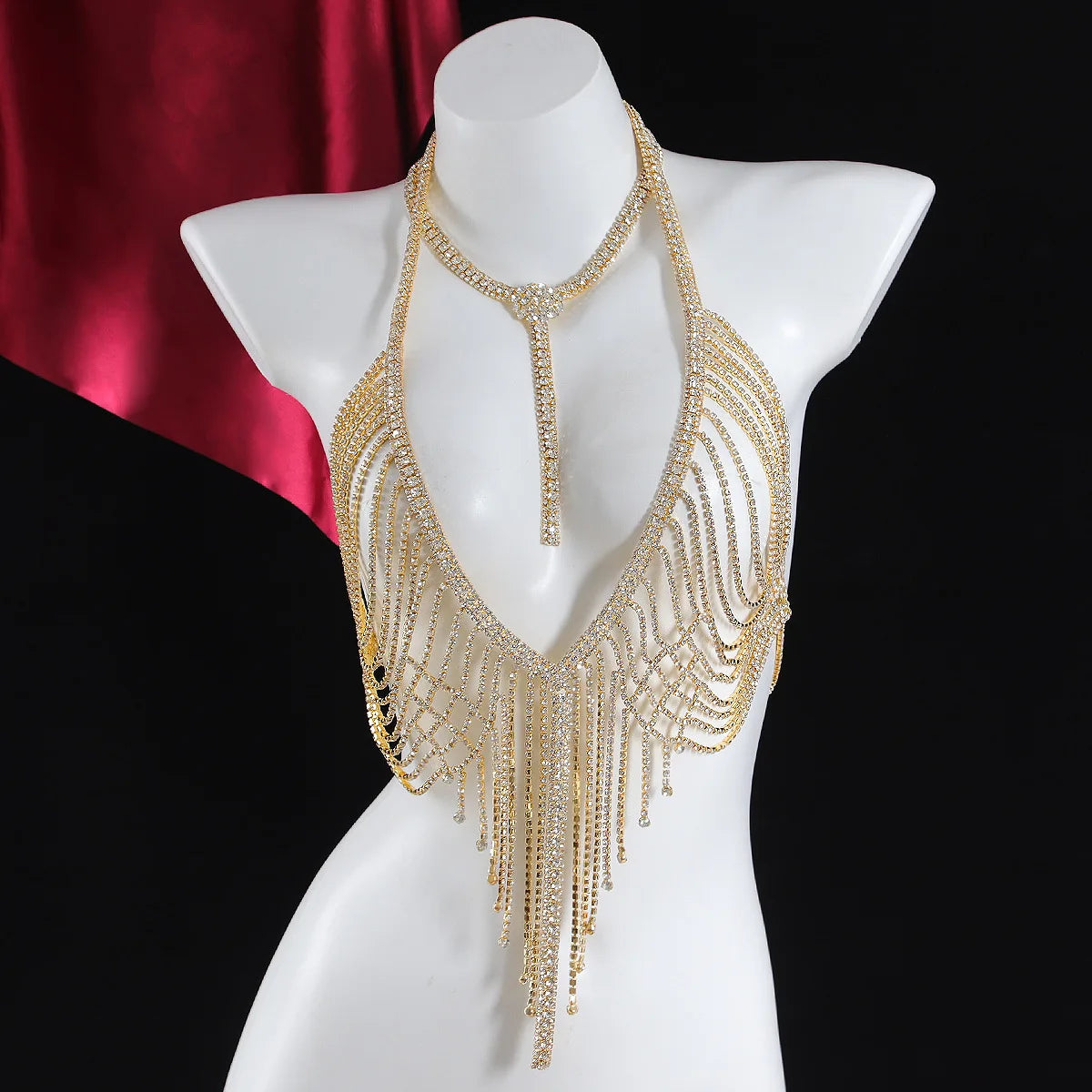 Aurora Crystal Drape Festival Top One-piece