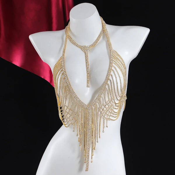Aurora Crystal Drape Festival Top One-piece
