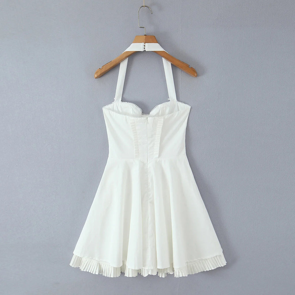 Vivian Cloudline Ruffled Halter Mini Dress