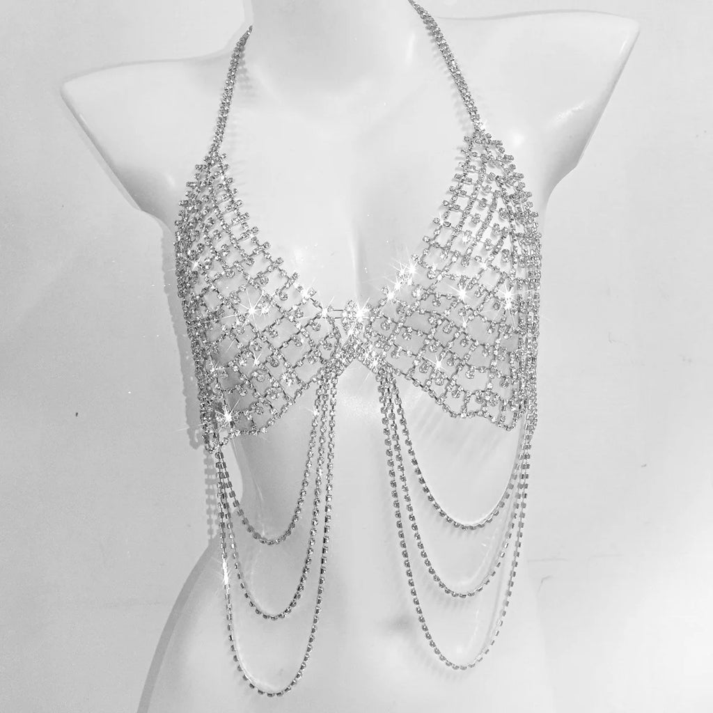 Aurora Crystal Drape Festival Top One-piece