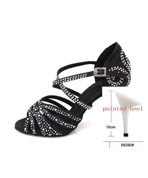 2020 Professional Adult Women's Rhinestone Latin Dance Shoes 10CM High Heel Soft Samba Lumba Chacha Dance Shoes For Ballroom