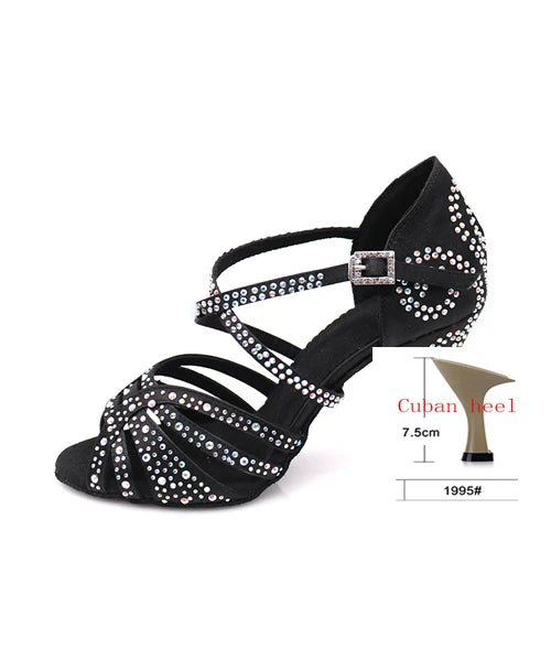 2020 Professional Adult Women's Rhinestone Latin Dance Shoes 10CM High Heel Soft Samba Lumba Chacha Dance Shoes For Ballroom