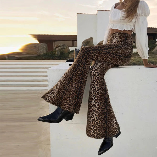 Savanna Animal-Print Flare Pants Apparel One-piece