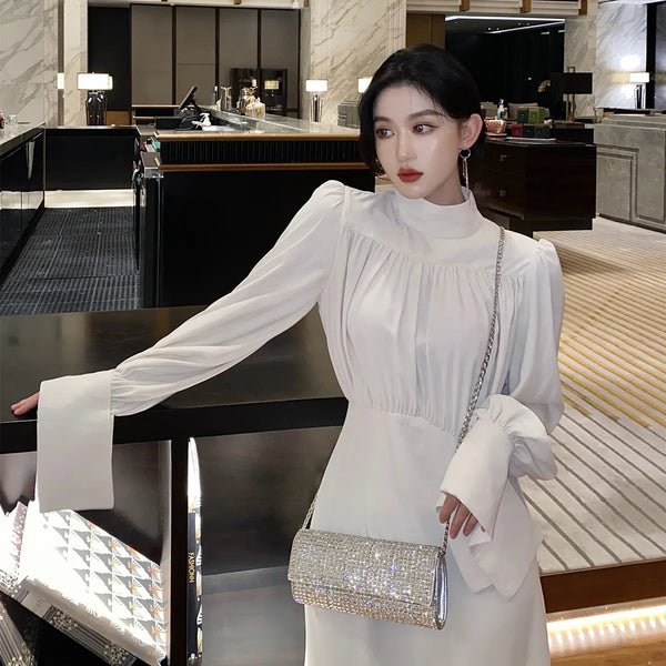 Svetlana Silver Rhinestone Crystal Evening Clutch