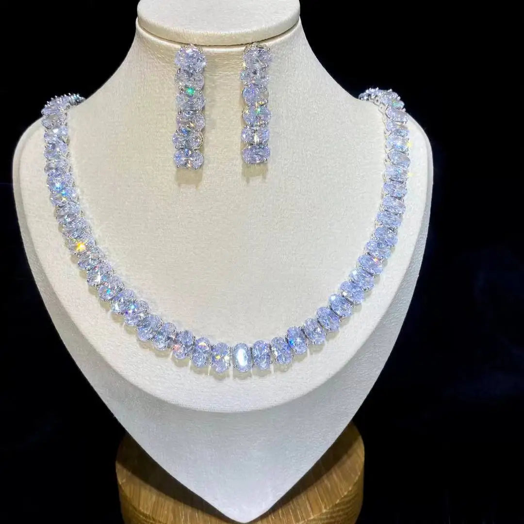 Althea Round Crystal Necklace & Earring Jewelry Set Main image