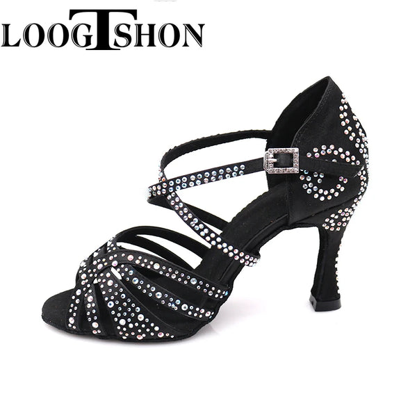 2020 Professional Adult Women's Rhinestone Latin Dance Shoes 10CM High Heel Soft Samba Lumba Chacha Dance Shoes For Ballroom