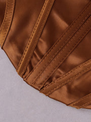 NewAsia Satin Corset Top Spaghetti Strap Lining Cowl Neck Boning Padded 2Layer Backless Zipper Bustier Sexy Crop Tops Women 2021