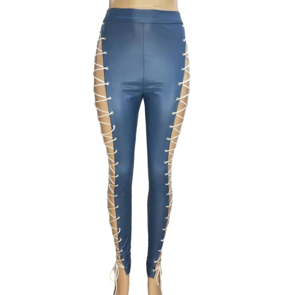 Roxy Faux-Leather Cutout Pencil Pants One-piece