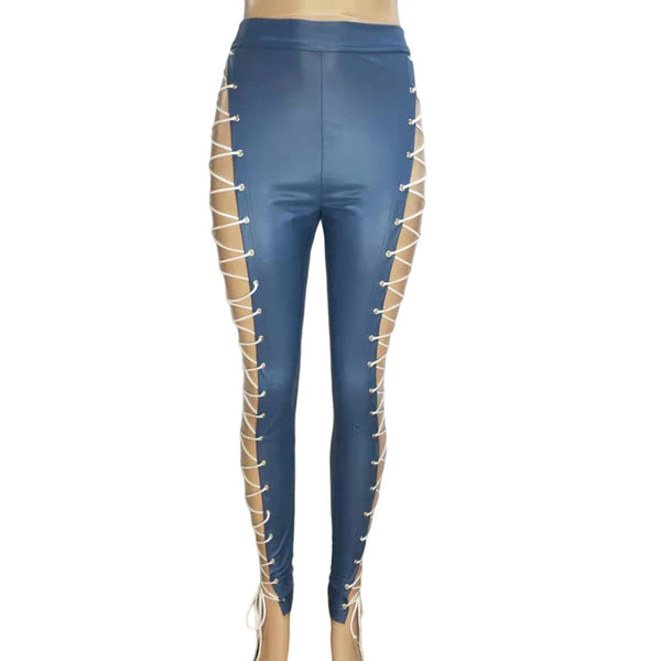 Roxy Faux-Leather Cutout Pencil Pants One-piece
