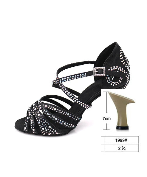 2020 Professional Adult Women's Rhinestone Latin Dance Shoes 10CM High Heel Soft Samba Lumba Chacha Dance Shoes For Ballroom