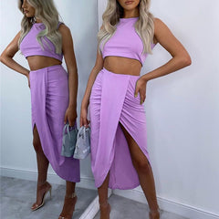 Emily's Chic White Pleated Two Piece Set