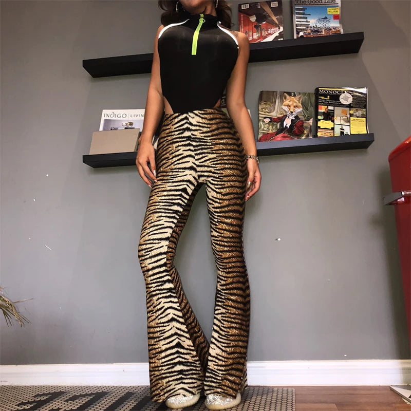 Savanna Animal-Print Flare Pants Apparel One-piece