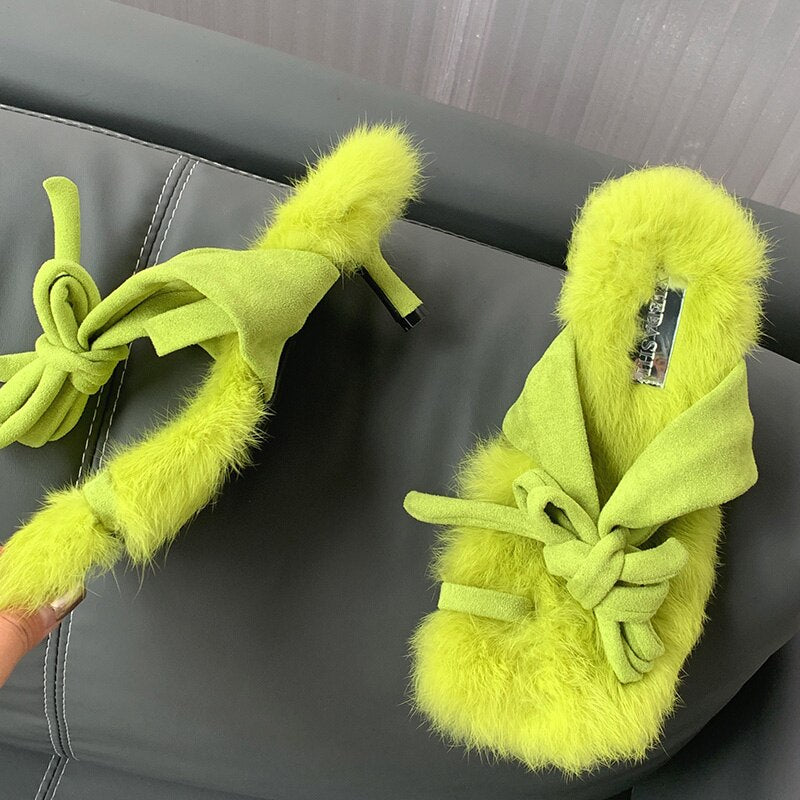 Aria Fluffy Bow Heels