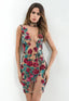 Iseult Sheer Mesh Floral Sequin Plunge Bodycon Mini Dress