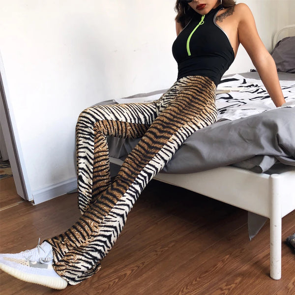 Savanna Animal-Print Flare Pants Apparel One-piece