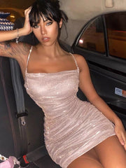 Summer Dress 2021 French Sequin Bridesmaid Prom Dresses Night Sexy Club Dress Slip Off The Shoulder Blue Open Back Dress S579
