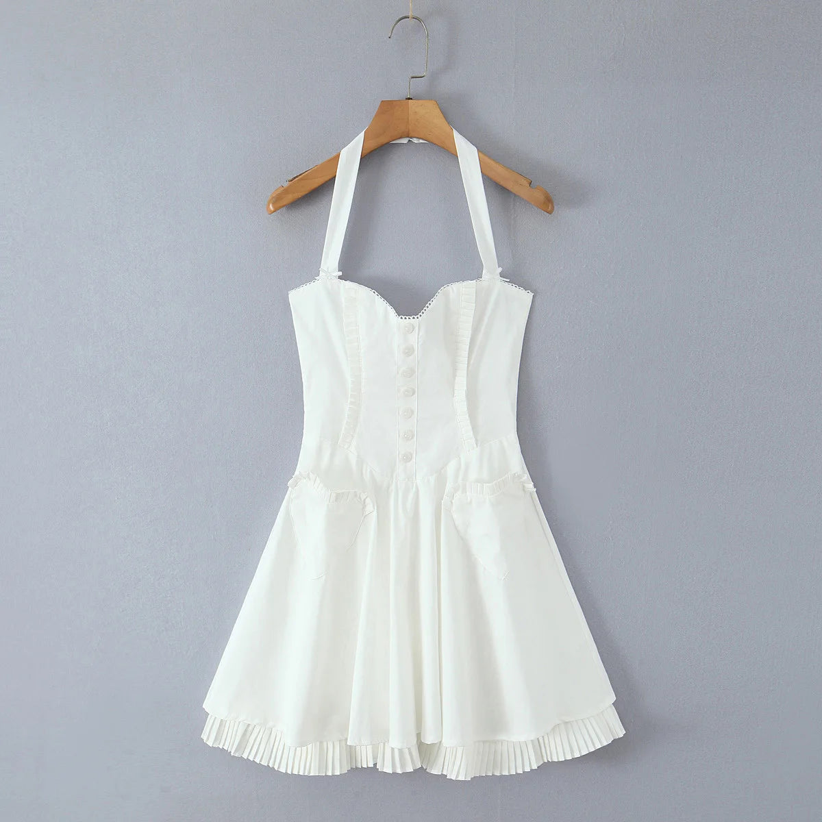 Vivian Cloudline Ruffled Halter Mini Dress