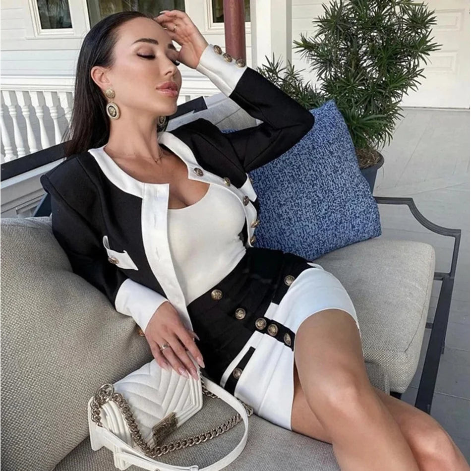 Oceane Bodycon Bandage Midi Skirt Set Two-piece