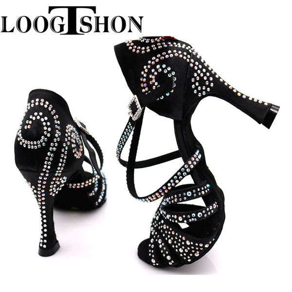 2020 Professional Adult Women's Rhinestone Latin Dance Shoes 10CM High Heel Soft Samba Lumba Chacha Dance Shoes For Ballroom