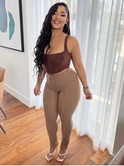 NewAsia Boning Corset Top Zipper 2Layer Elastic Solid Color Square Neck Slim Fit Bustier Women Summer Crop Tank Top Fashion Vest