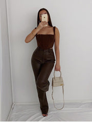 NewAsia Boning Corset Top Zipper 2Layer Elastic Solid Color Square Neck Slim Fit Bustier Women Summer Crop Tank Top Fashion Vest