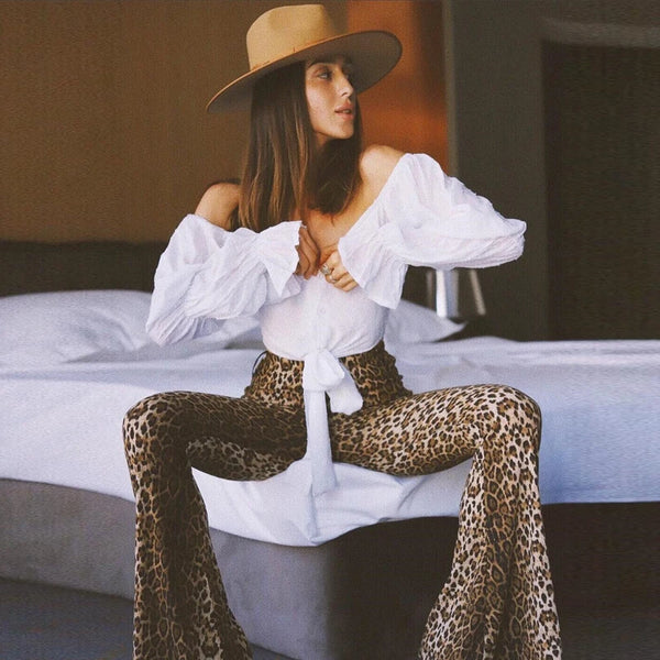 Savanna Animal-Print Flare Pants Apparel One-piece