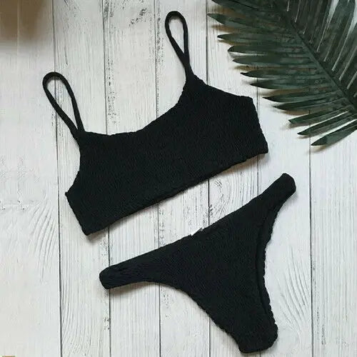 Bella Sunset Smocked Bikini Set Pleated triangle
