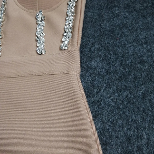 Bianca Strapless Beaded Bandage Midi Dress