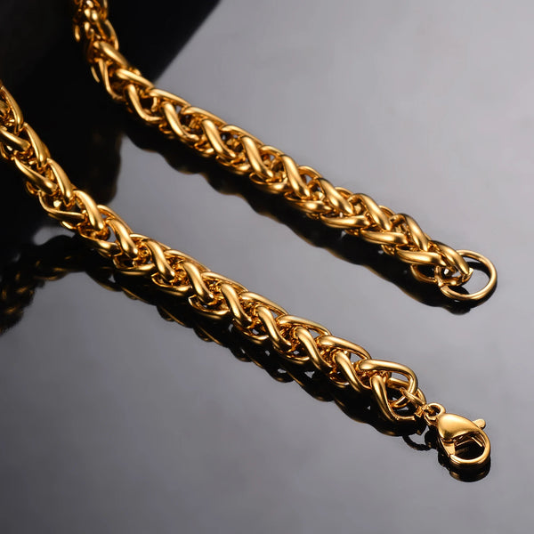 Aureus Stainless-Steel Keel-Link Chain Necklace & Bracelet