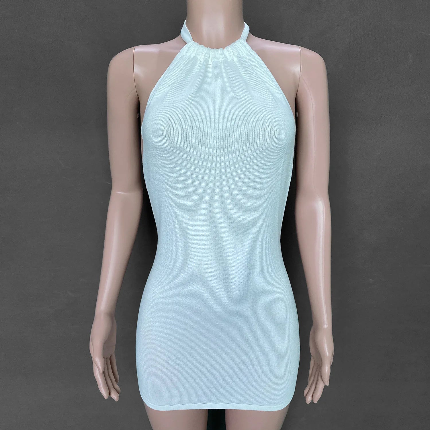 Fern Knit Halter Backless Mini Dress