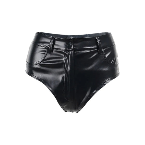 Sexy Black fashion casual summer faux leather shorts women PU club pole dancing twerk womens shorts goth woman short hot pants