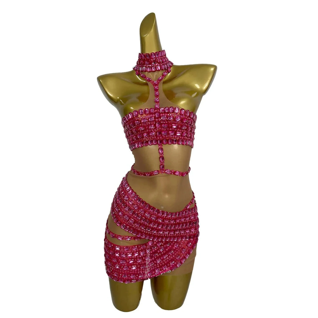 Petra Rhinestone Sheer Bodycon Maxi Dress