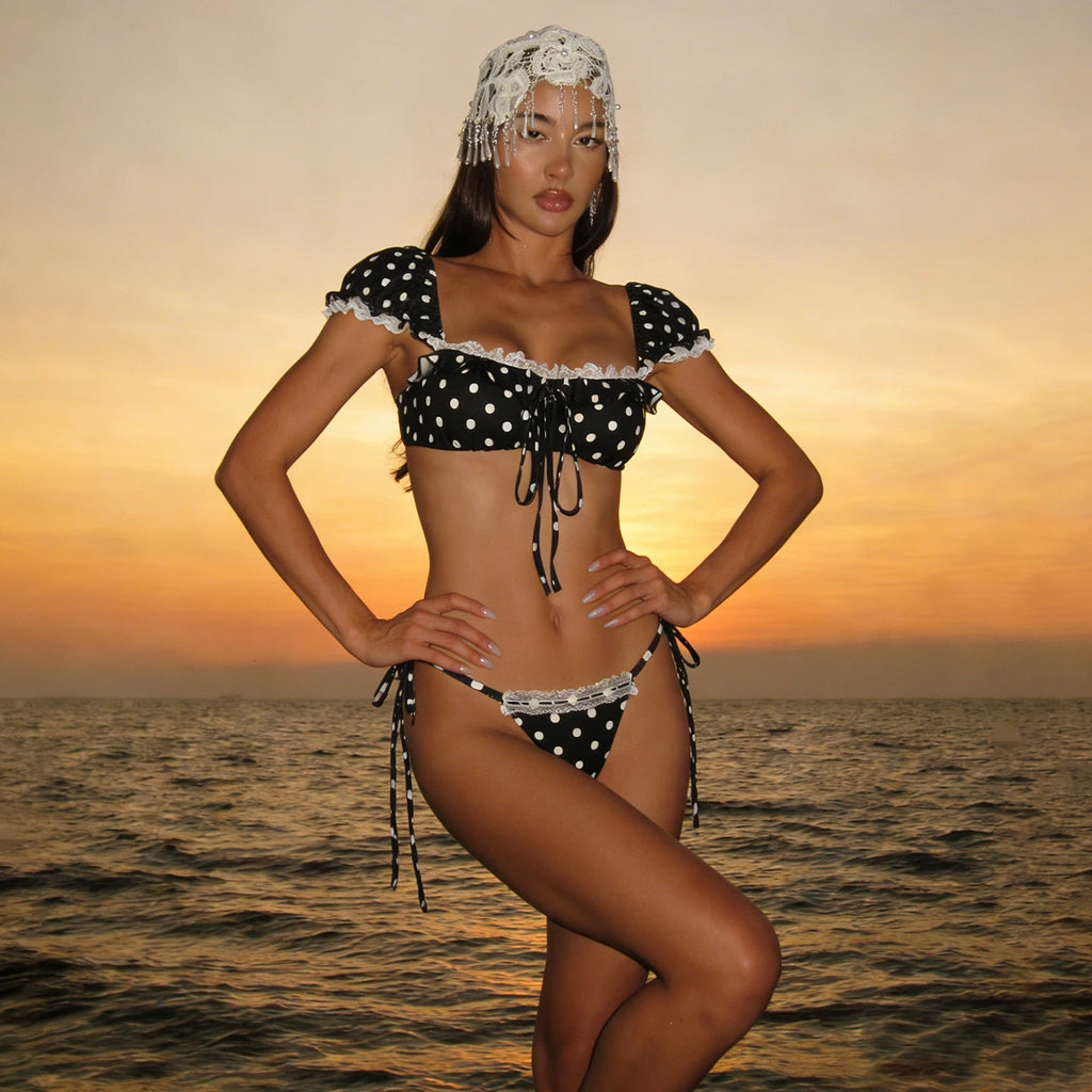 Colette Polka-Dot Lace Bikini Two-piece