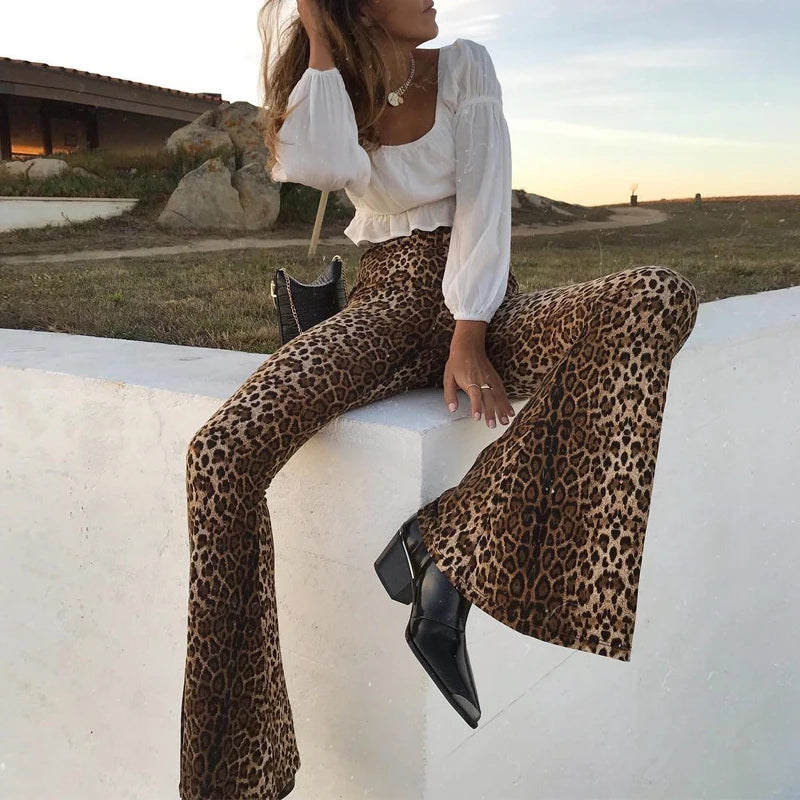 Savanna Animal-Print Flare Pants Apparel One-piece