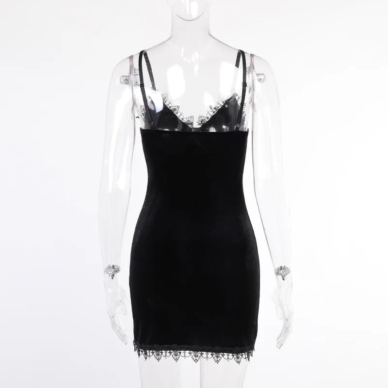 Genevieve Black Cross Cutout Slit Mini Dress