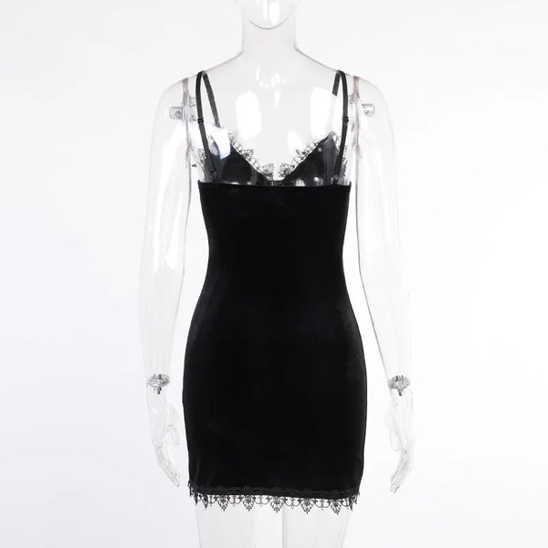 Genevieve Black Cross Cutout Slit Mini Dress