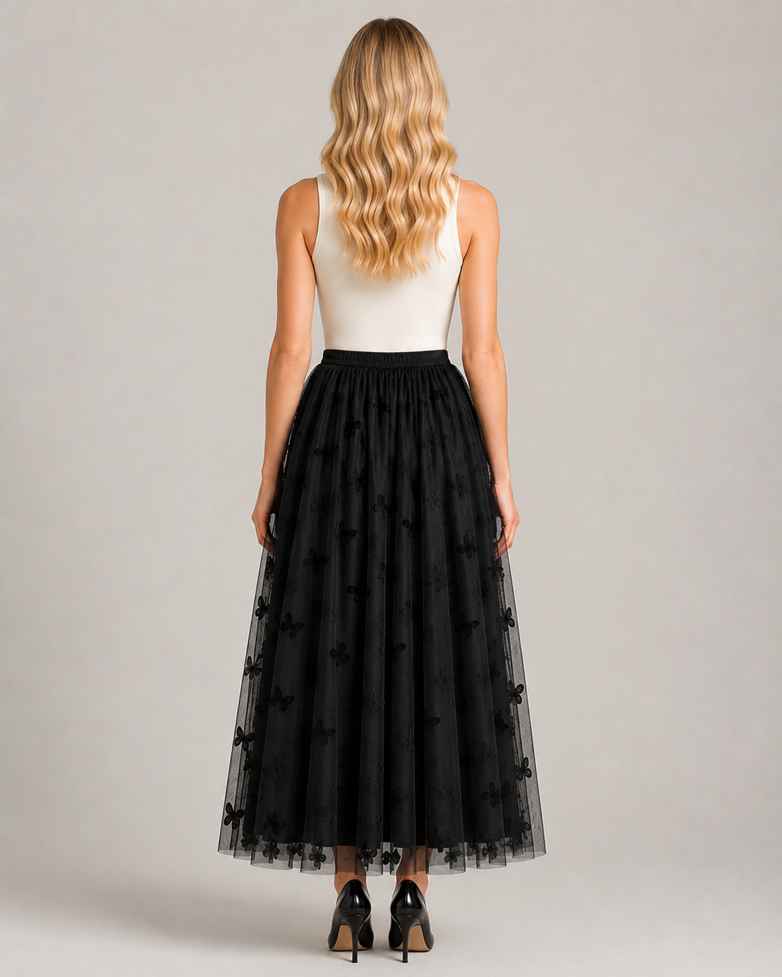 Yvette A-Line Mesh Maxi Skirt One-piece Secondary image