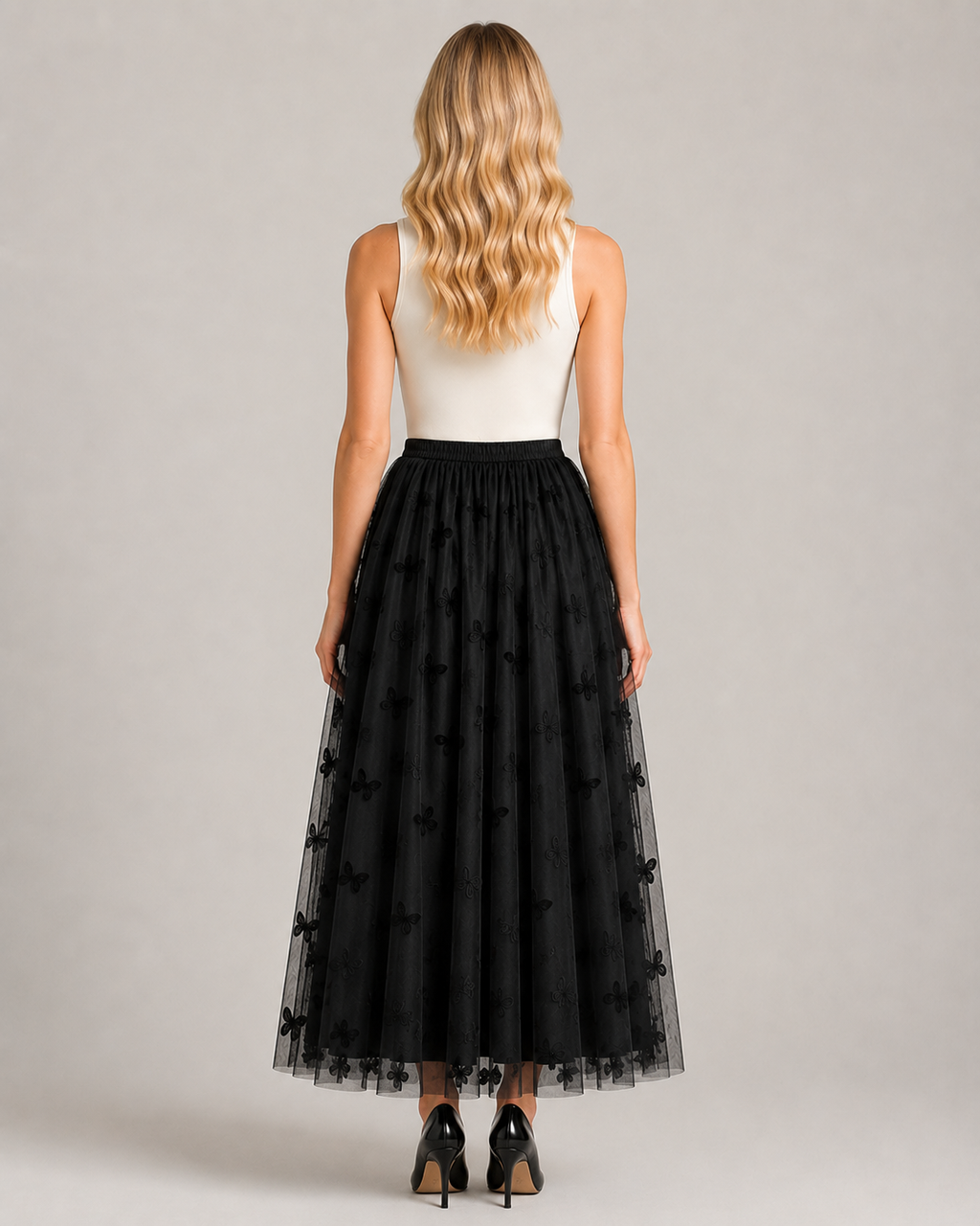 Yvette A-Line Mesh Maxi Skirt One-piece