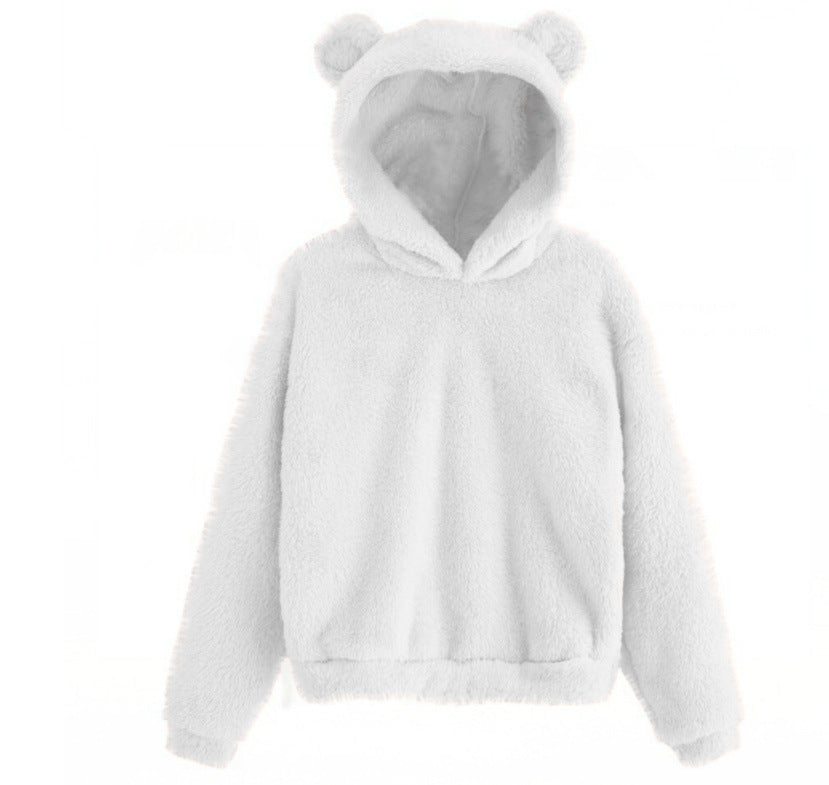 Bryony Fluffy Bear-Ears Cropped Hoodie One-piece
