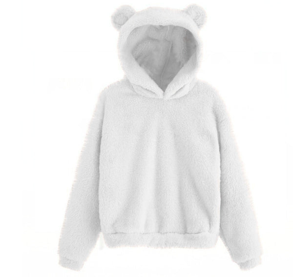 Bryony Fluffy Bear-Ears Cropped Hoodie One-piece