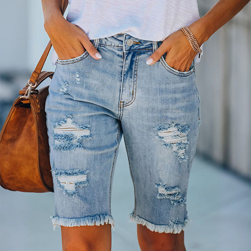 Sawyer Distressed Cutout Denim Shorts Main image
