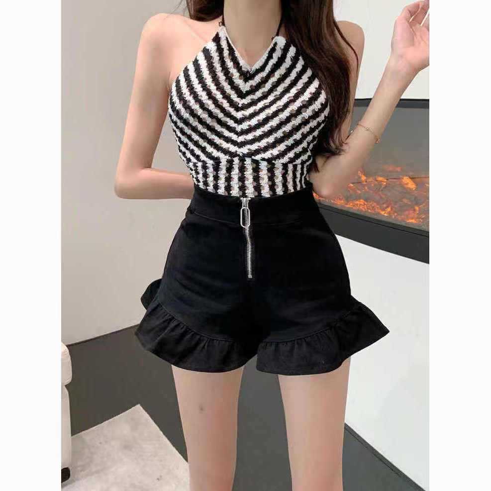 Elodie Ruffle Wide-Leg Shorts